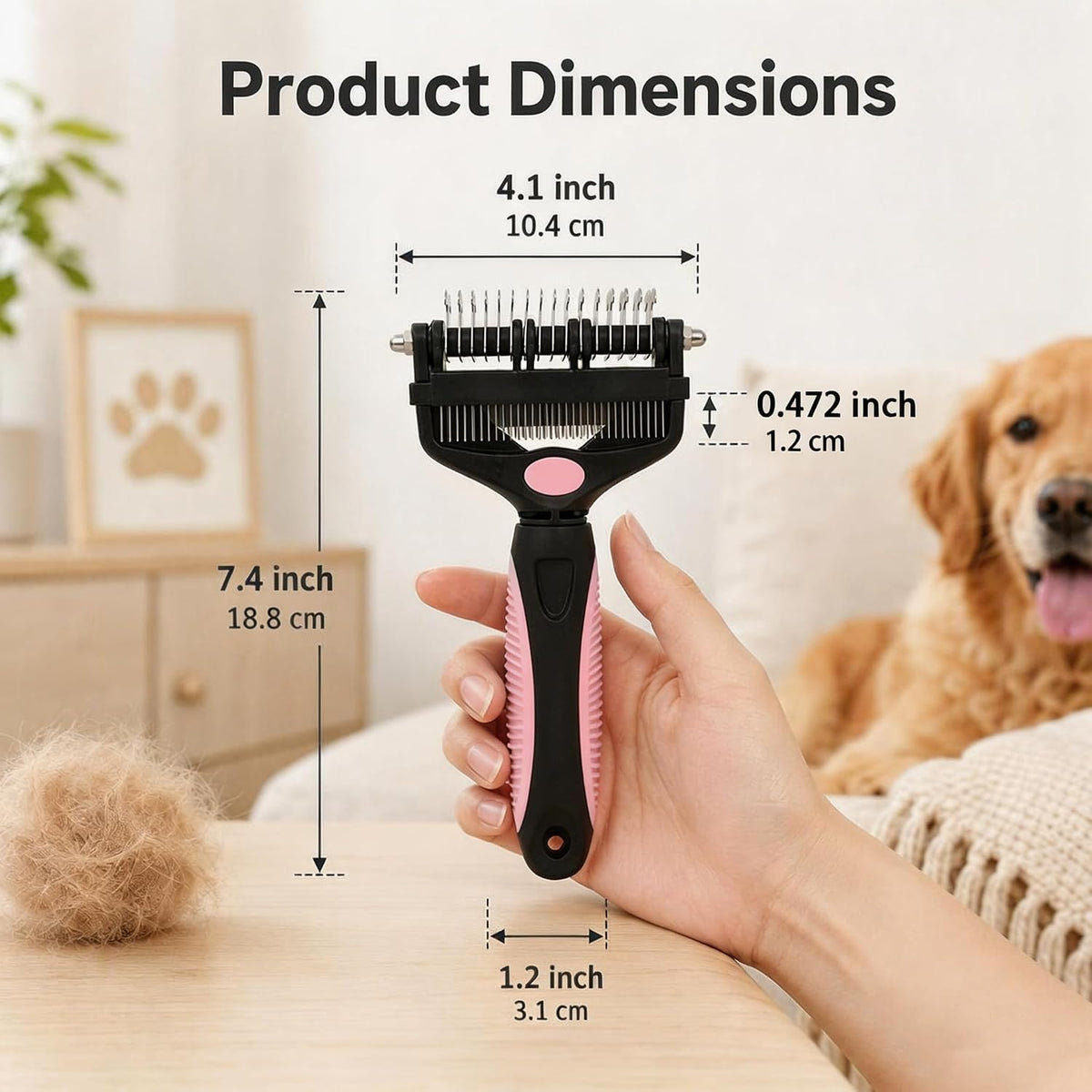 3-in-1 Pet Grooming Tool Dematting Comb Undercoat Rake Deshedding Brush