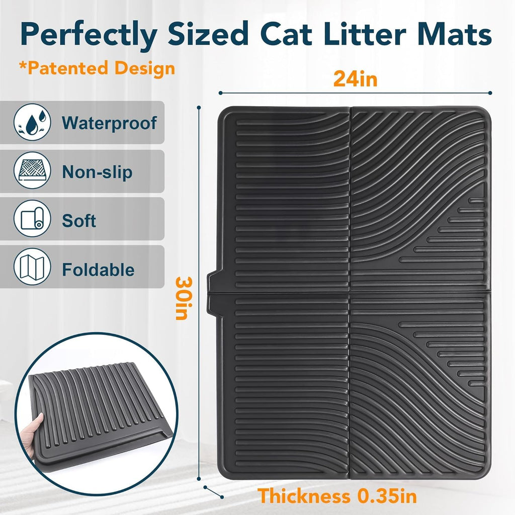 UPSKY Large Cat Litter Mat 31" x 24 Waterproof and Washable, Soft on Paws