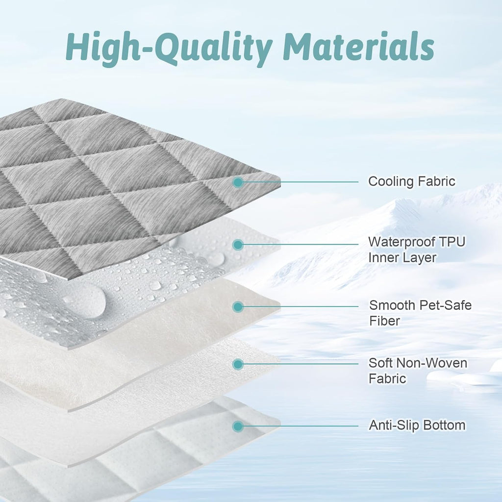 COZY KISS Dog Cooling Mat 27"x36" Q-Max>0.4, Waterproof Pet Bed Cover, Non-Slip Dog Bed Mat, Washable Cooling Pad for Small Dogs, Cats, Crate, Couch, Furniture Protector(Gray)