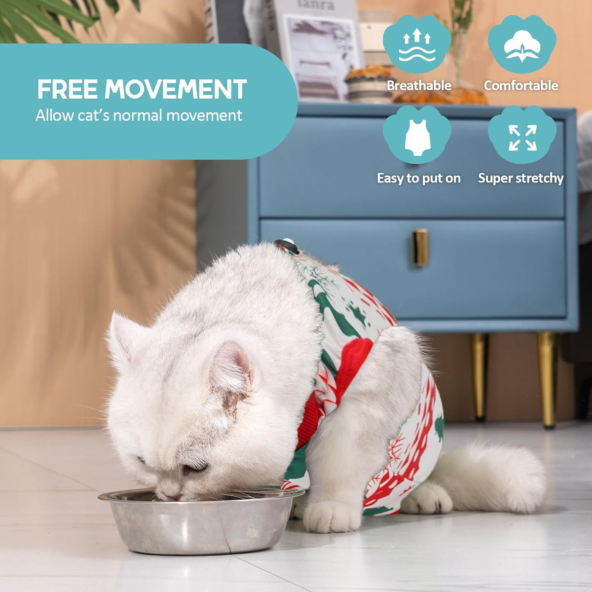 Avont Cat Recovery Suit - Kitten Onesie for Cats After Surgery