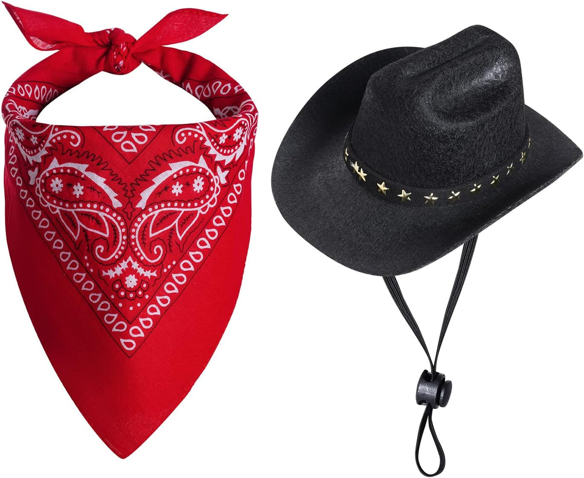 choyaxo Pet Cowboy Costume Halloween Costumes for Dogs Cat Cowboy Hat with Bandana Scarf- Black, Small