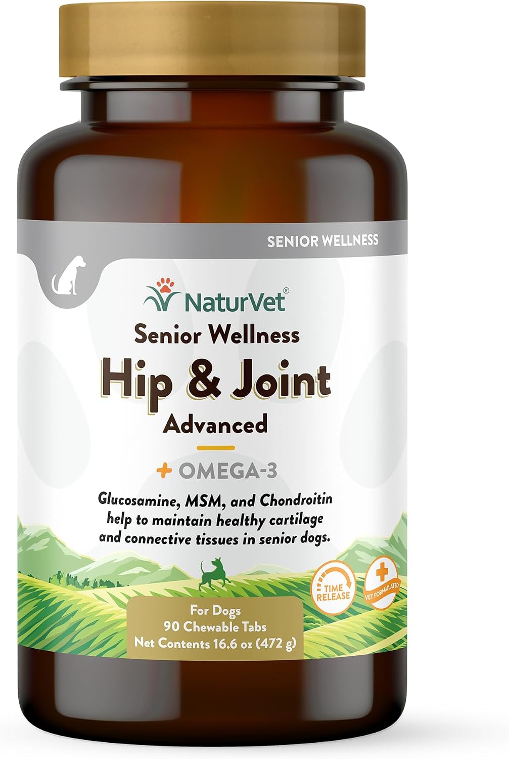 NaturVet Senior Dog Wellness Hip & Joint Advanced Plus Omegas - 90 ct