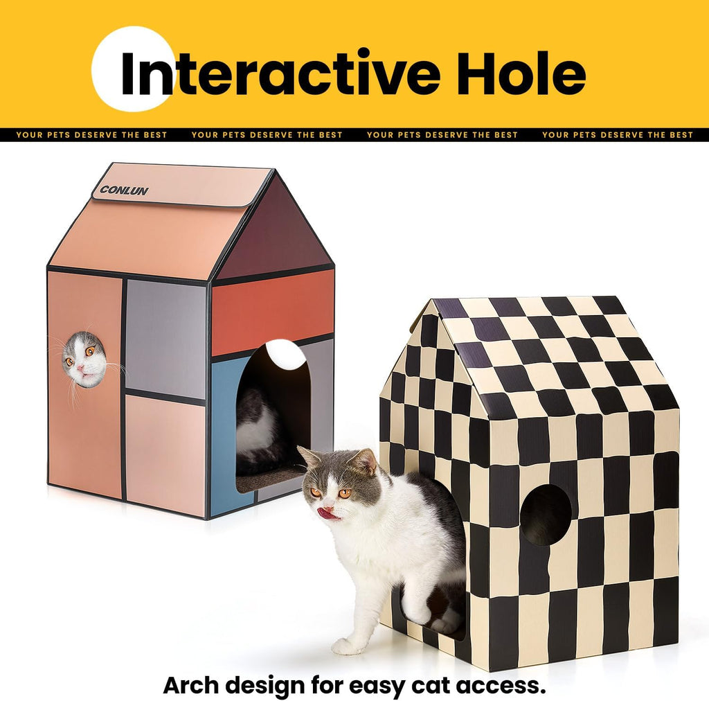 Conlun 2-Pack Cat Scratching Pad House Indoor Cave <13 lbs