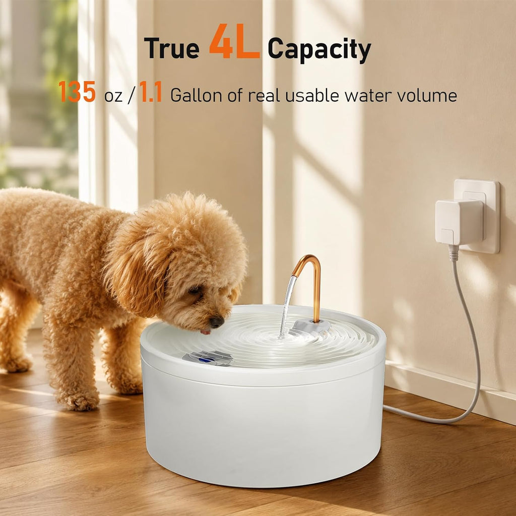 MISFANS Ceramic Dog Water Fountain, All-Ceramic Body, Pure Copper Spout