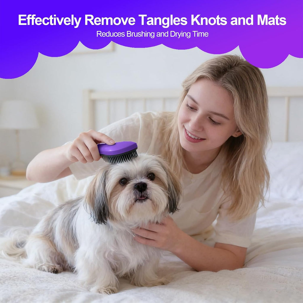 Small Dog Brush, Skin-friendly Soft Bristles (Dark Purple) | Puppy Hair Brush, Massage and Bath Supplies, Pet Grooming Tool for Teddy, Yorkies, Maltese, Shih Tzu, Chihuahua
