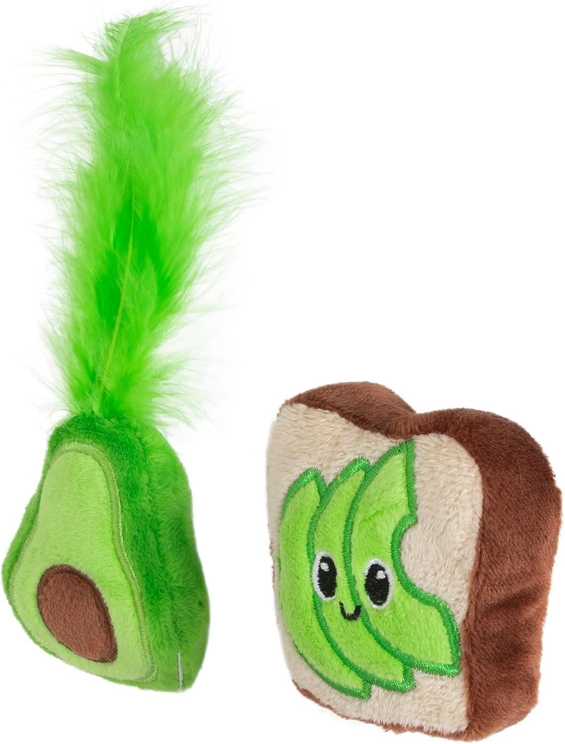 Quirky Kitty Avocado Toast Catnip Plush Cat Toy, Pack of 2, Soft and Safe