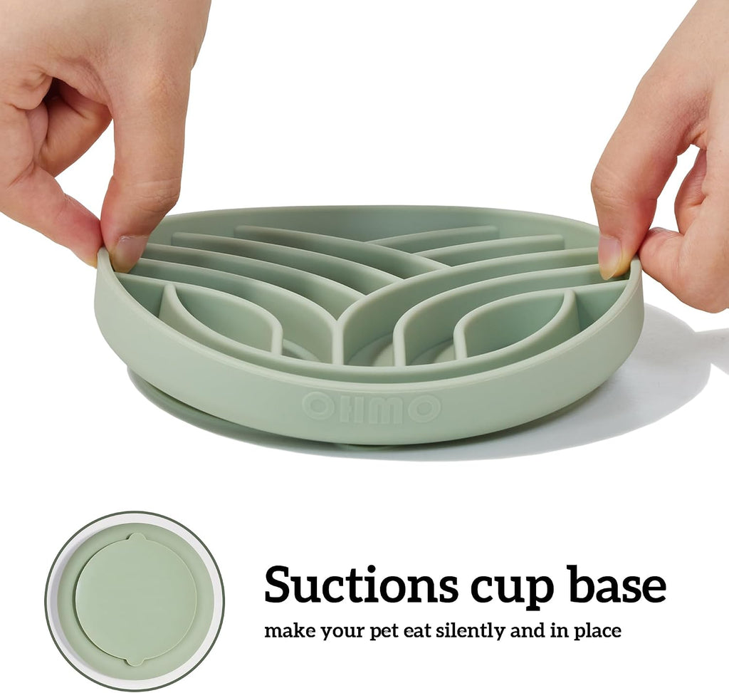 OHMO Slow Feeder Dog Bowl, 5.9" Lick Mat for Dogs, Tree of Life, Camo Green