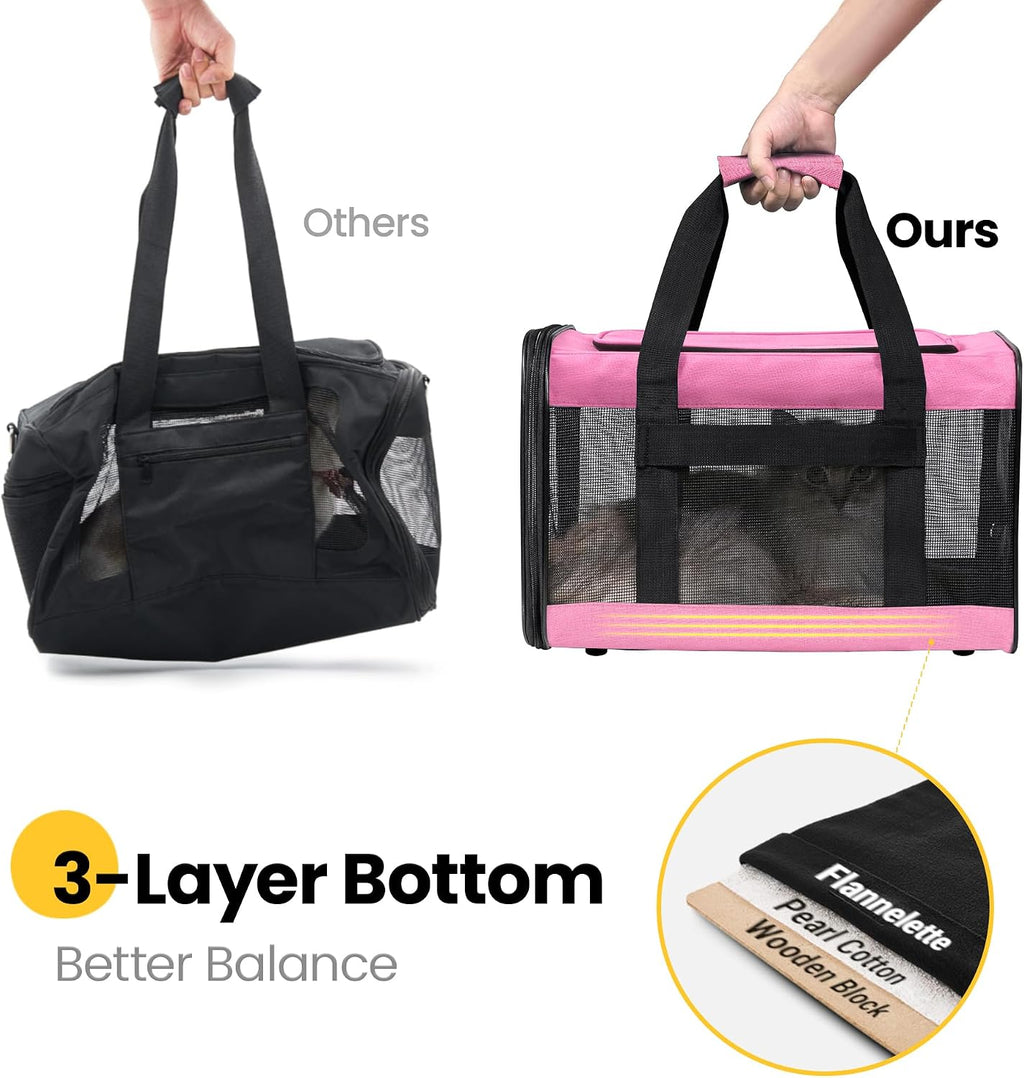 Conlun Cat Carrier Soft-Sided Pets Travel Carriers,Pink M