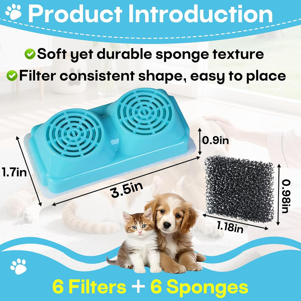 6-Pack Pet Water Fountain Filter Compatible with Emdoro Pet Water Fountains