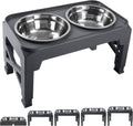 Hubulk Elevated Dog Bowls with 2 Stainless Steel Food & Water Raised Bowls with No Spill Edge Non-Slip Stand Adjusts to 5 Heights(3.2", 8.77", 9.9",11.1", 12.3")for Small Medium Large Dog and Pet Grey