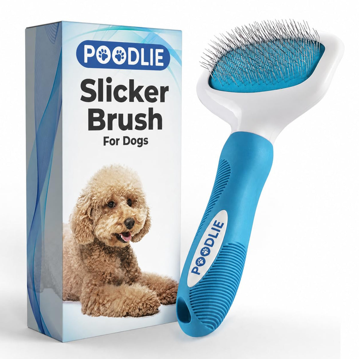 Poodle Pet Slicker Brush - For Dogs, Cats, and Rabbits - Removes Matted Fur, Knots, and Loose Hair - Suitable for Grooming Doodles and Goldendoodles with Short or Long Hair