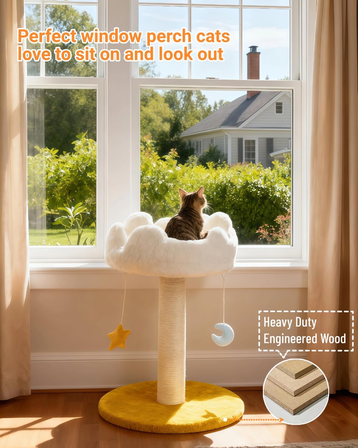 Happi N Pets Cloud Cat Tree, Cat Scratching Post with Soft Bed for Kitten