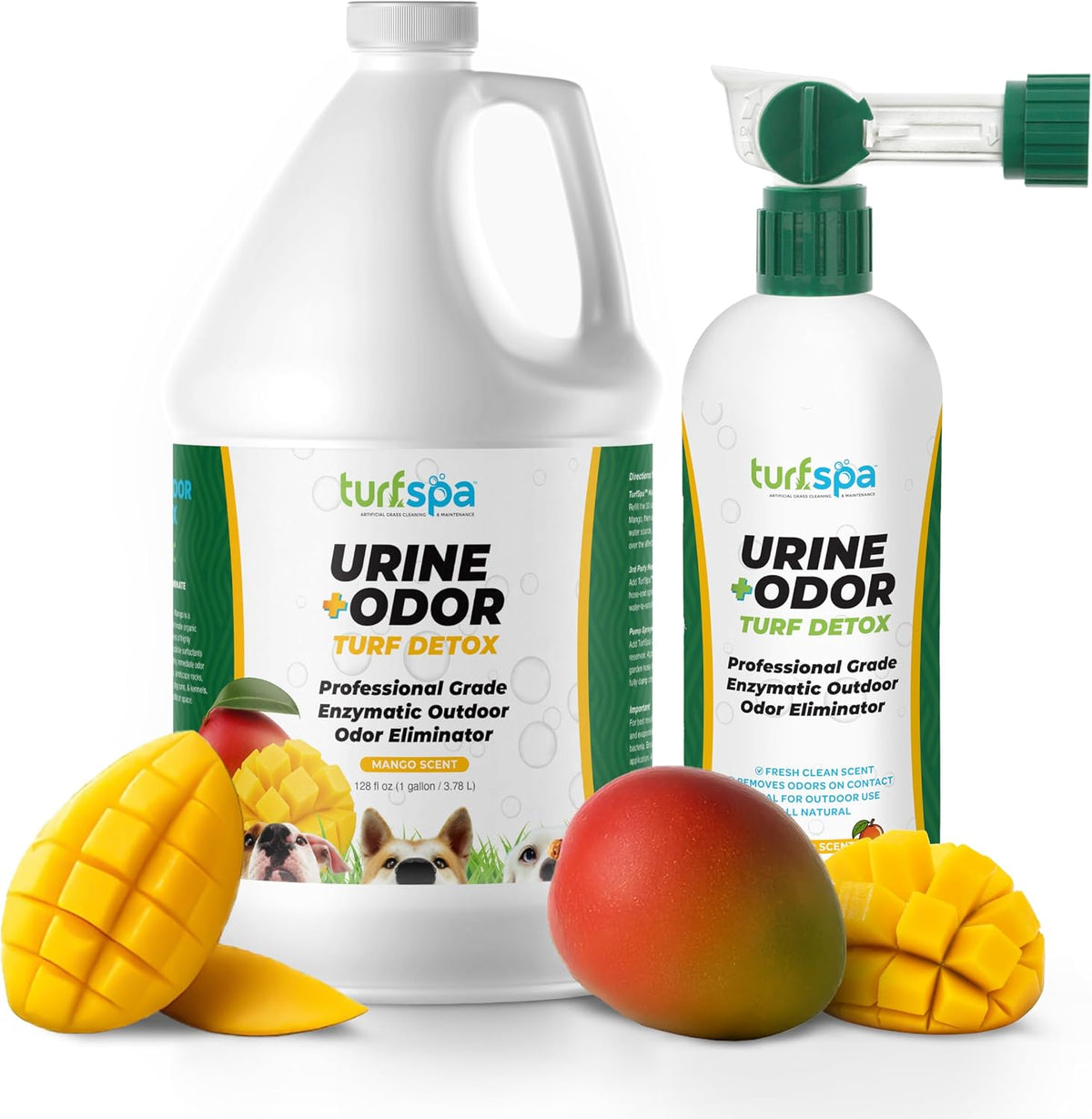 Mango Turf Odor Eliminator Kit, Pet Urine Cleaner, 32 oz + Gallon