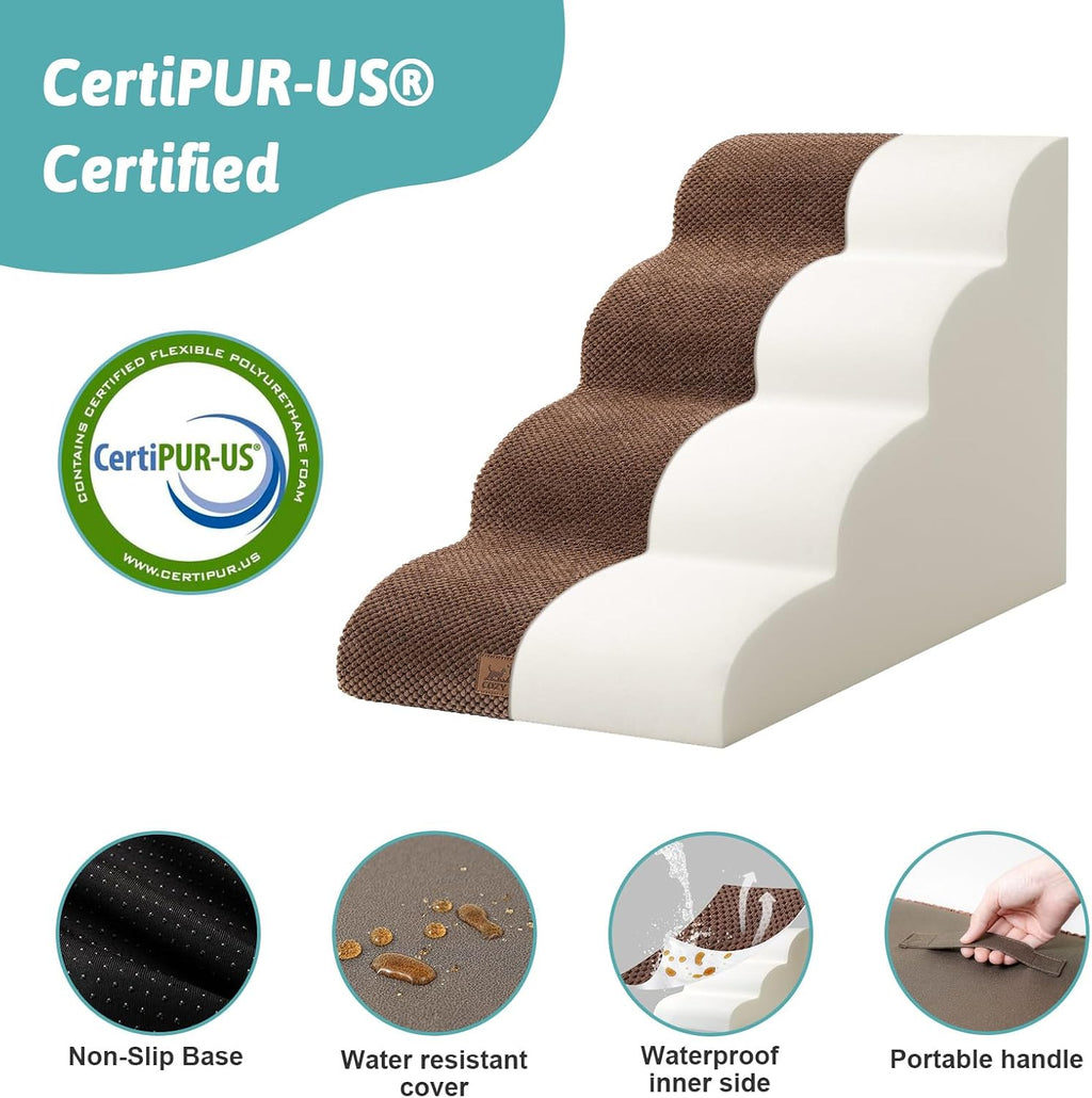 COZY KISS Dog Stairs for Small Dog 19.7" H, 4 Step Pet Ramp for Bed