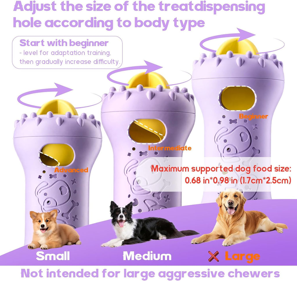 Interactive Dog Toys,Adjustable Treat Dispensing Toy to Keep Them Busy | Dog Enrichment for Brain Stimulation & Cognitive for Puppy Puzzle to Reduce Boredom-Ideal Gift for All Dogs(Nylon)-Lavender
