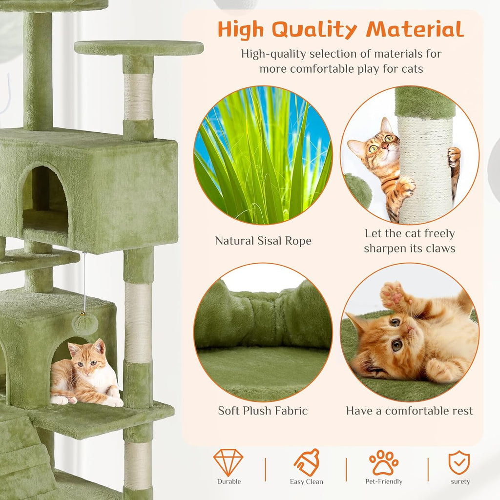 54 Inch Cat Tree Tower with Natural Sisal Scratching Post