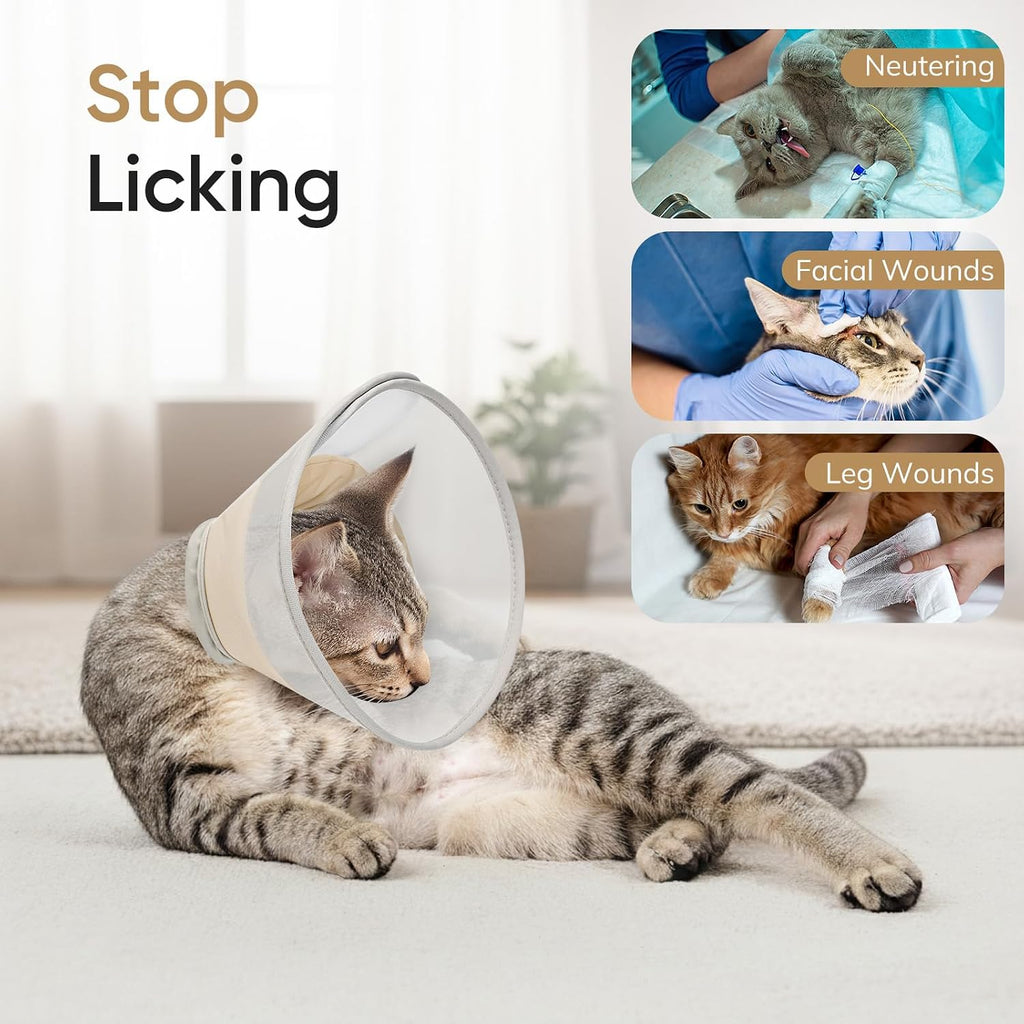 Supet Soft Cat Cone Collar Recovery to Stop Licking Breathable Mesh Surgery