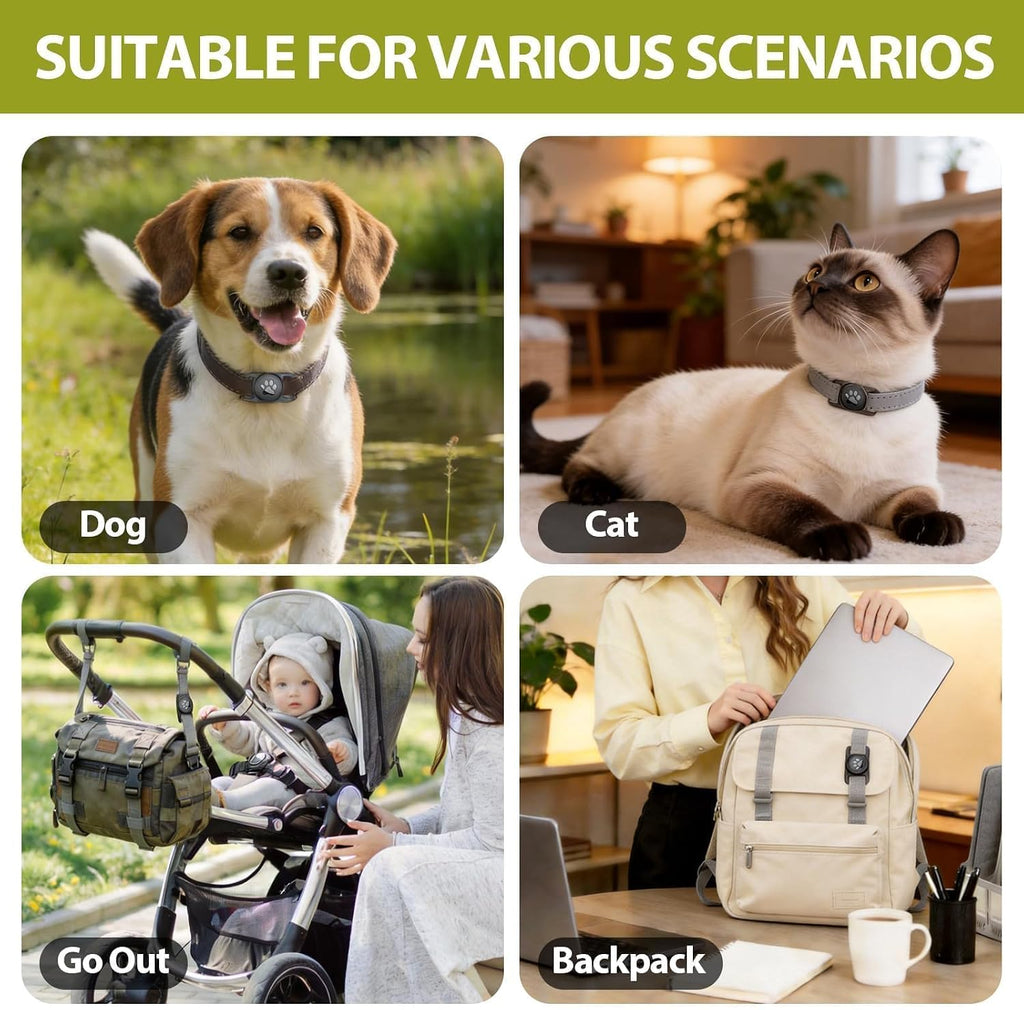 Linsaner Waterproof Dog Collar Holder for AirTag 1st & 2nd Gen, White