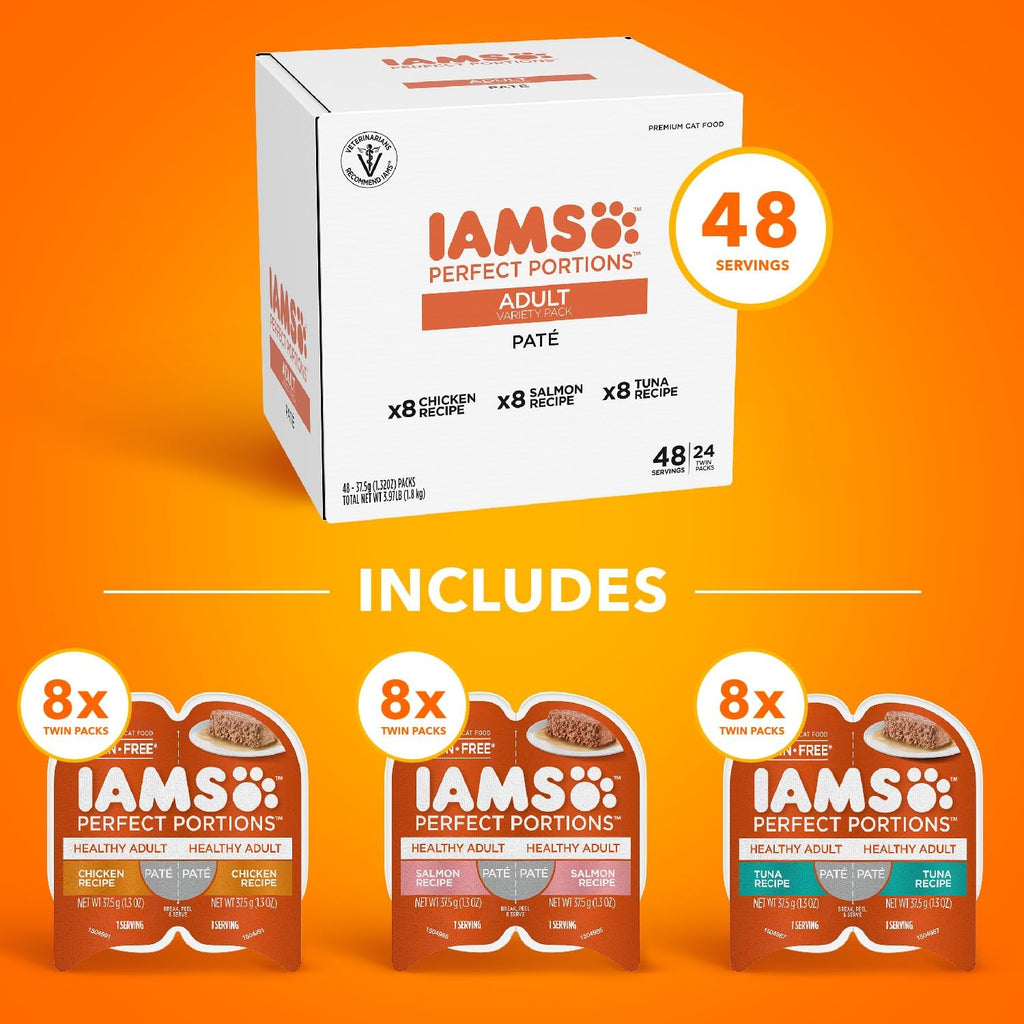 IAMS Perfect Portions Healthy Adult Wet Cat Food, Pate Variety, 24 Count