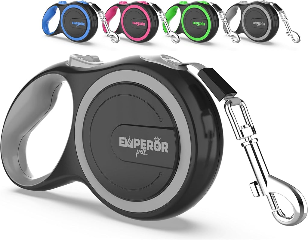 EMPEROR PETS 16.2 ft Retractable Dog Leash, for Dogs 10-110 lbs, Gray