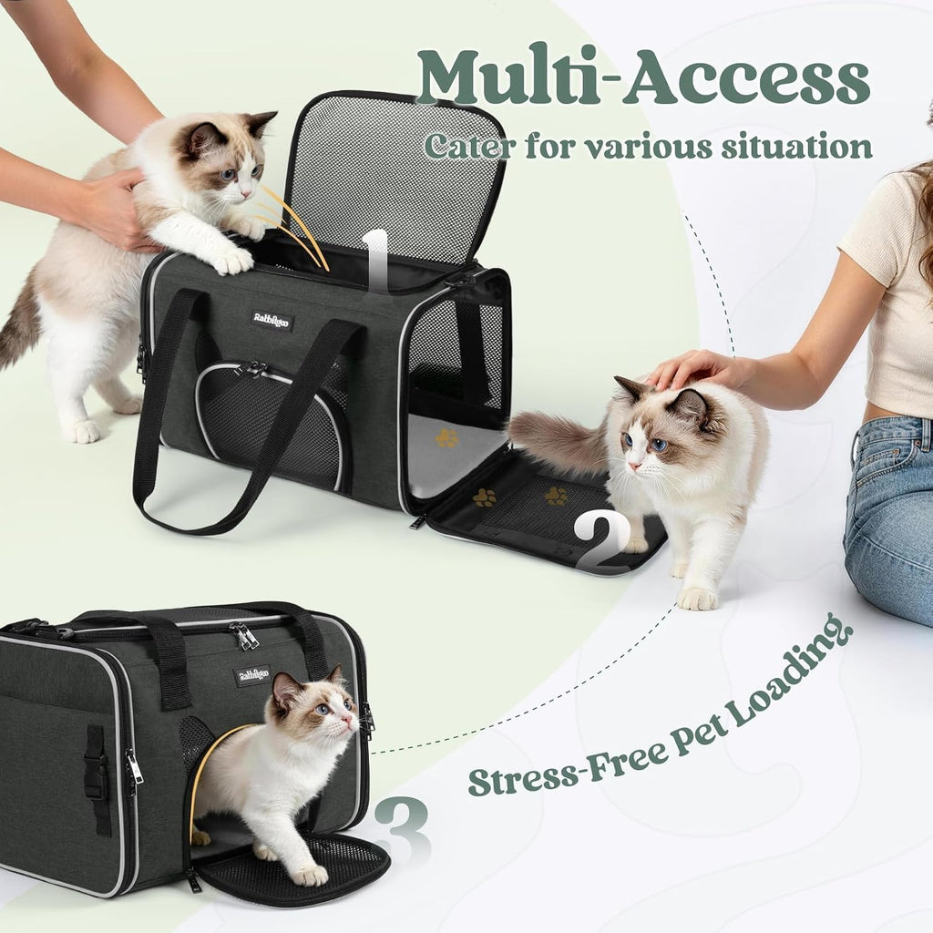 rabbitgoo Cat Carrier Soft with Safety Buckles, Sturdy Comfortable Pet Bag