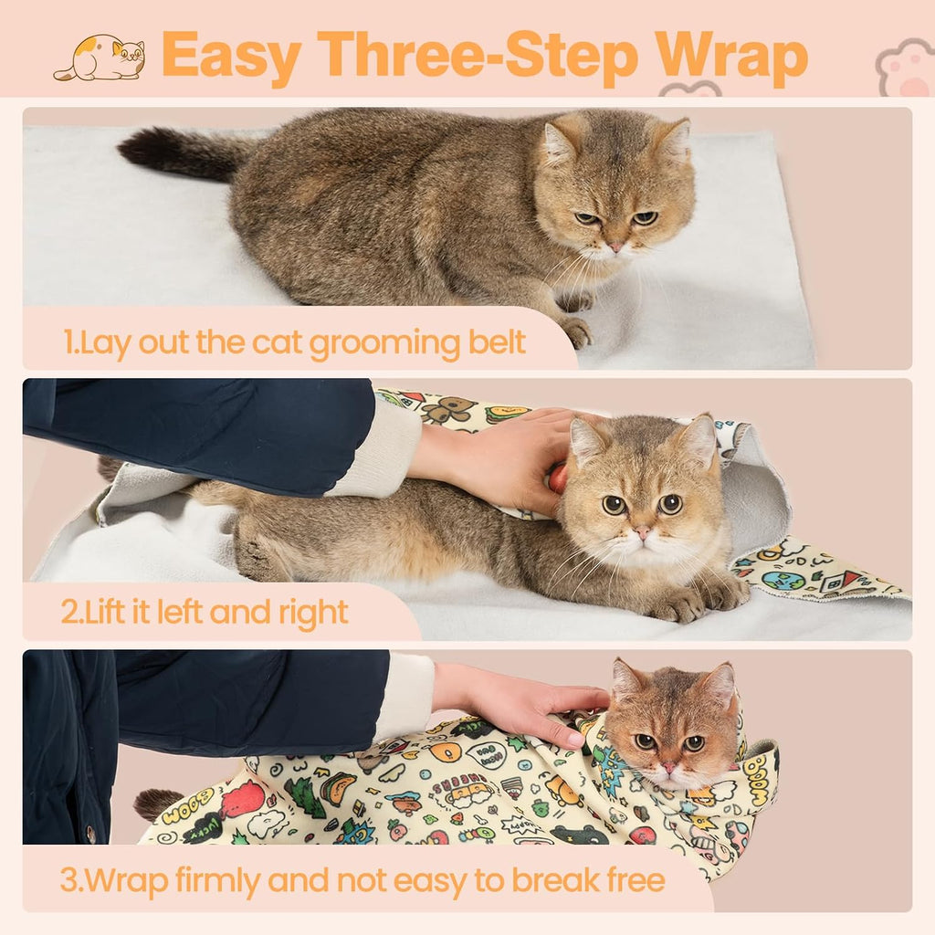 35.5" Cat Grooming Wrap Cat Wrap for Cutting Nails XL(Within 26lbs)