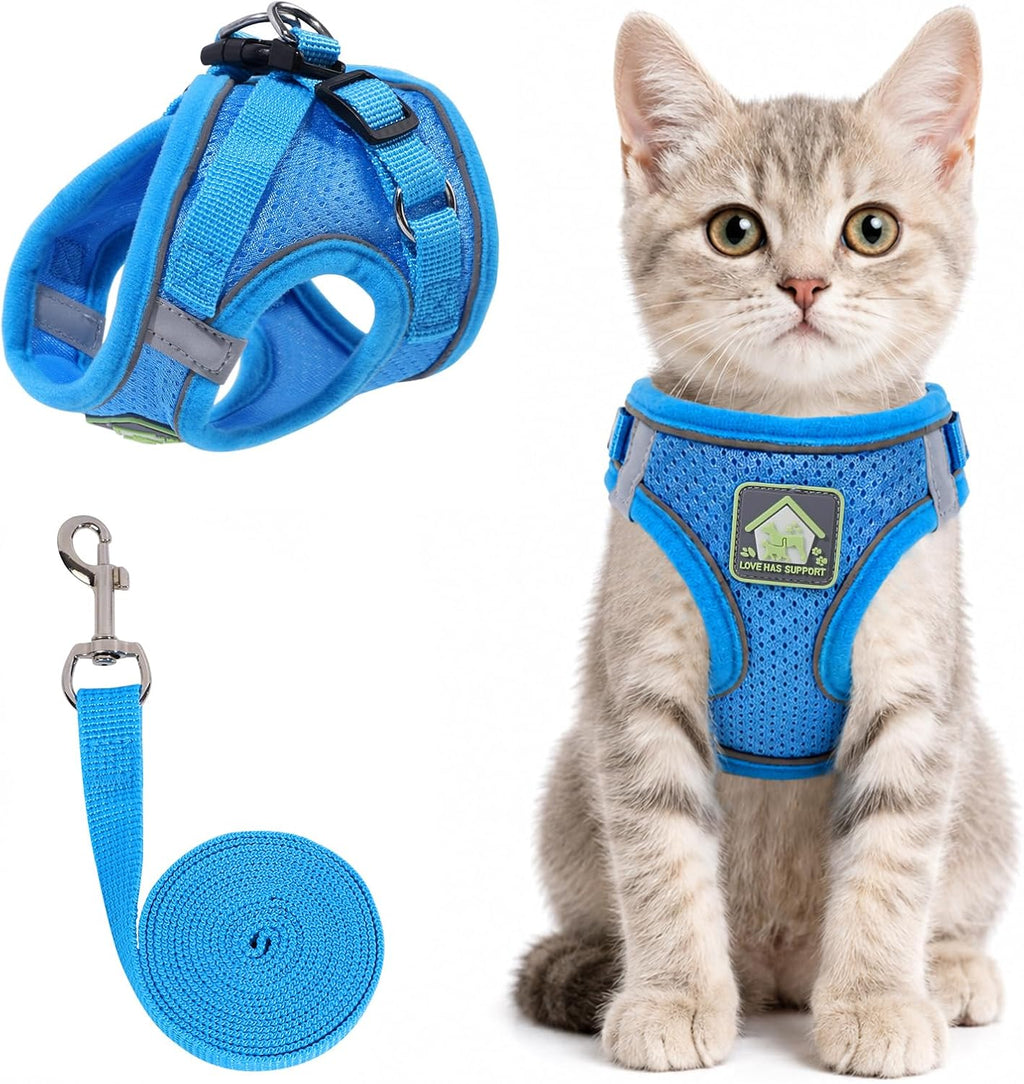 Cat Vest Harness and Leash Set, Escape Proof Kitten Harness Blue XS