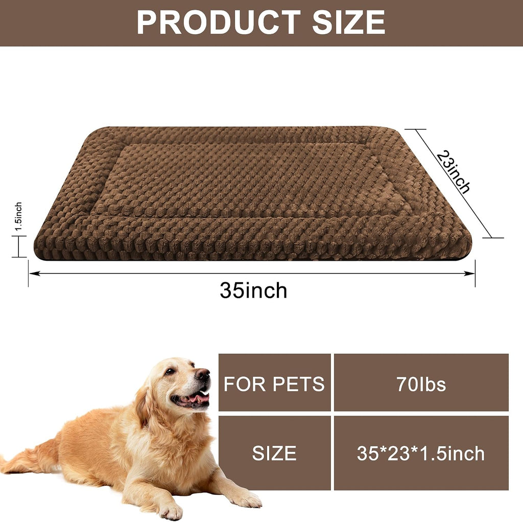 Dog Bed Mat,Reversible & Ultra Soft Kennel Pad-Machine Washable Pet Bed for Dogs & Cats-All-Weather Crate Liner for Crates,Carriers & Travel (Dark Brown, 35" L x 23" W x 1.5" Th)