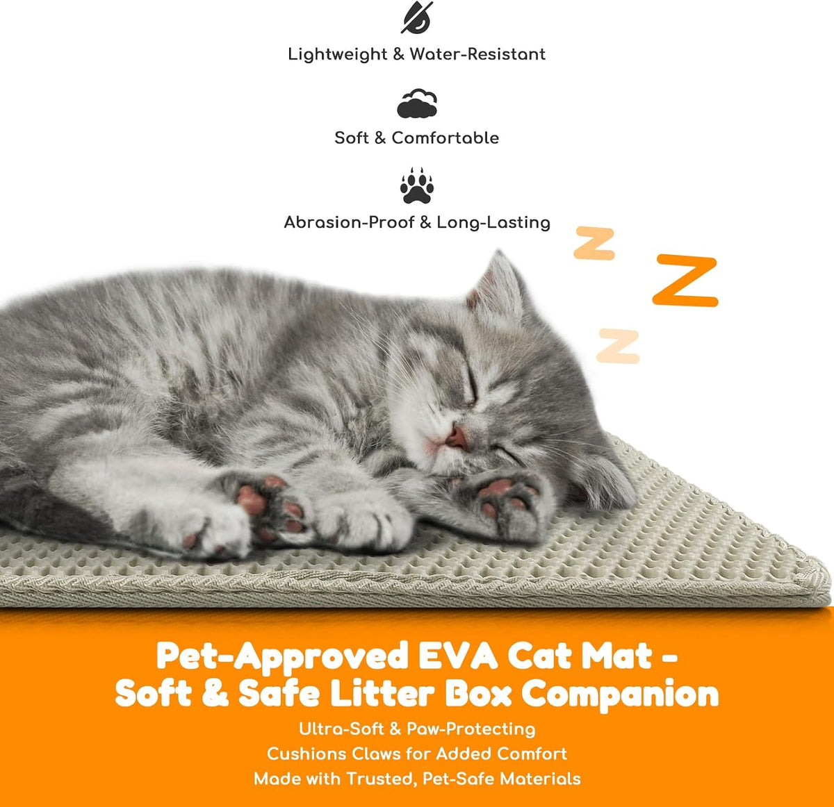 Cat Litter Mat 35"x24",Double Layer EVA litterbox Mat Beige | Extra Large Honeycomb, Waterproof & non-slip, Odor-free, easy clean, washable durable floor protector,scatter control