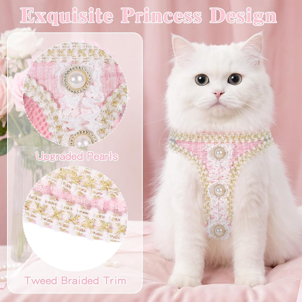 Cat Harness and Leash Set Escape Proof Kitty Harness for Cat Pink XS