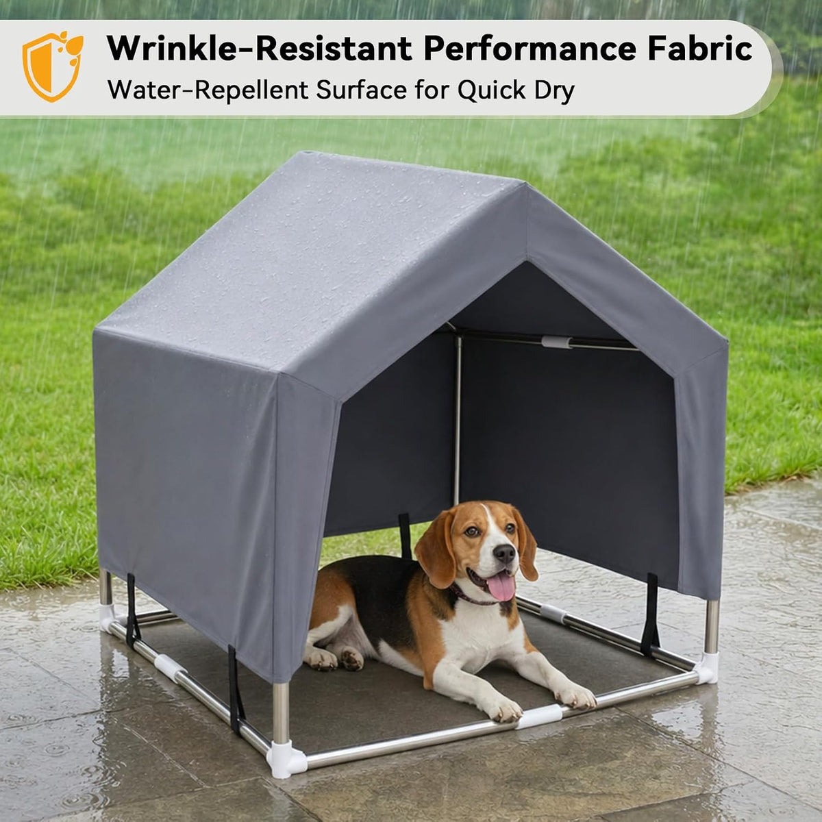 Outdoor Dog House Tent, Stainless Steel Frame Dog Shade Shelter, Medium Dog