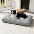 Sytopia 36 Inch Indestructible Dog Bed for Aggressive Chewers, Chew Proof Durable Outdoor Canvas Pet Crate Mat with Waterproof Washable Removable Cover, Indoor Patio Pet Pad for Crate, Light Grey