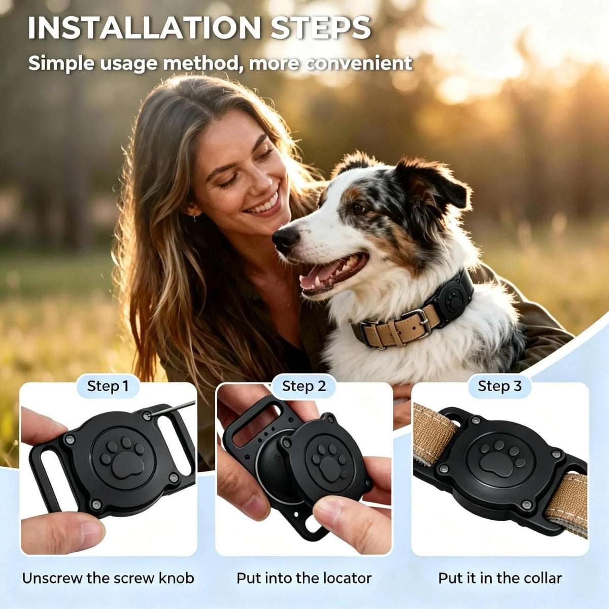 GPS Dog Tracker Collar (iOS & Android), Pet Activity Tracker No Monthly Fee
