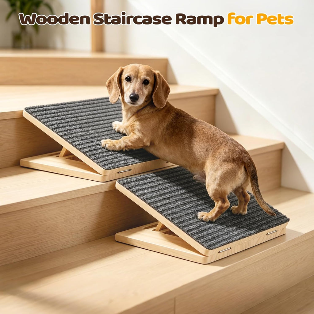 2Pcs Dog Ramp for Stairs, Adjustable Foldable Ramp for Small Dogs