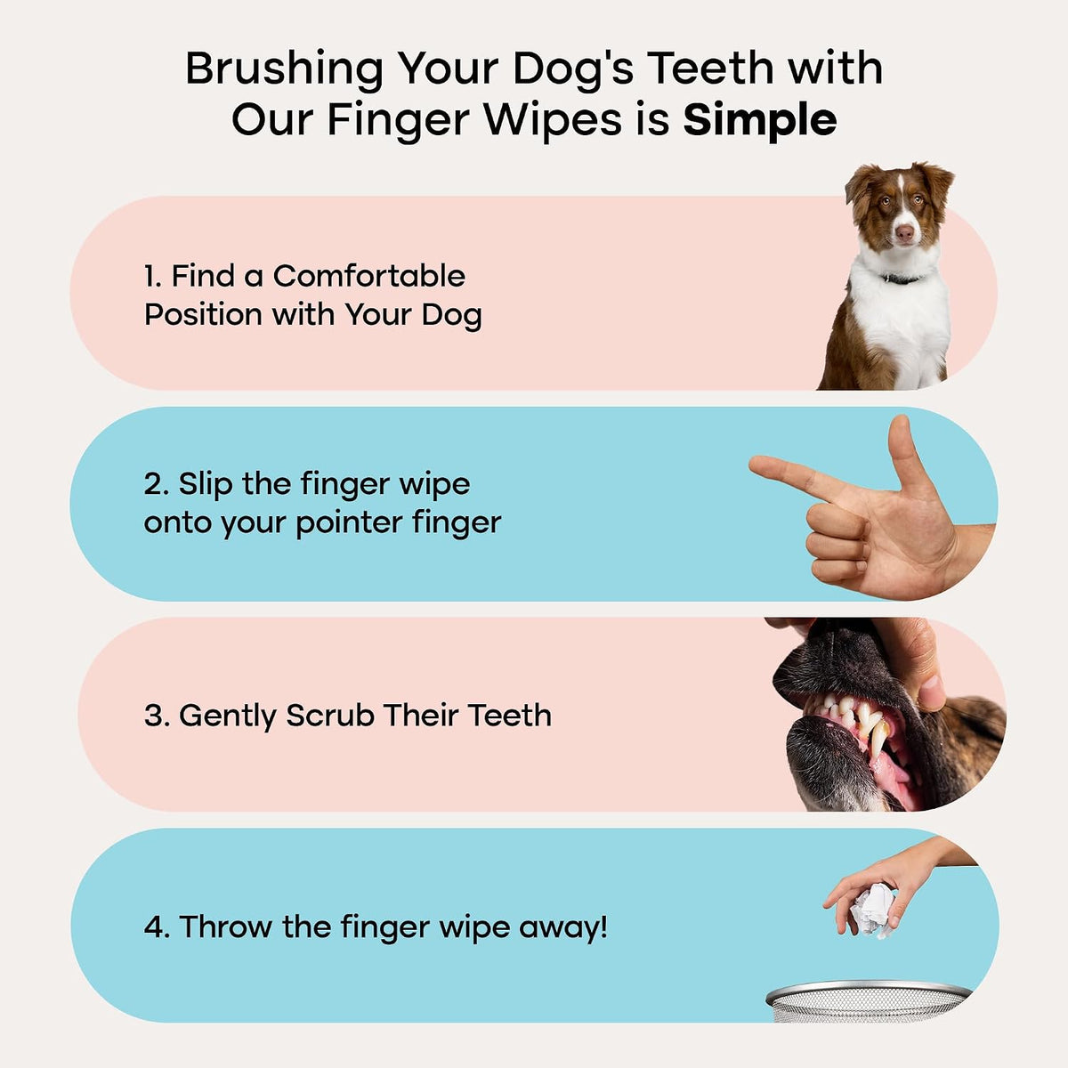 Uproot Clean Pet Dental Finger Wipes: Safe, Rinse-Free, Disposable, 50ct.