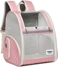 Cat Backpack Carrier for Small Dogs and Medium cat Puppy Kitten Bunny Pet Carrier Backpack Collapsible with Fully Ventilated Mesh with Safety Leash (Pink, 12.9" L x 10.62" W x 15.5" H - M)