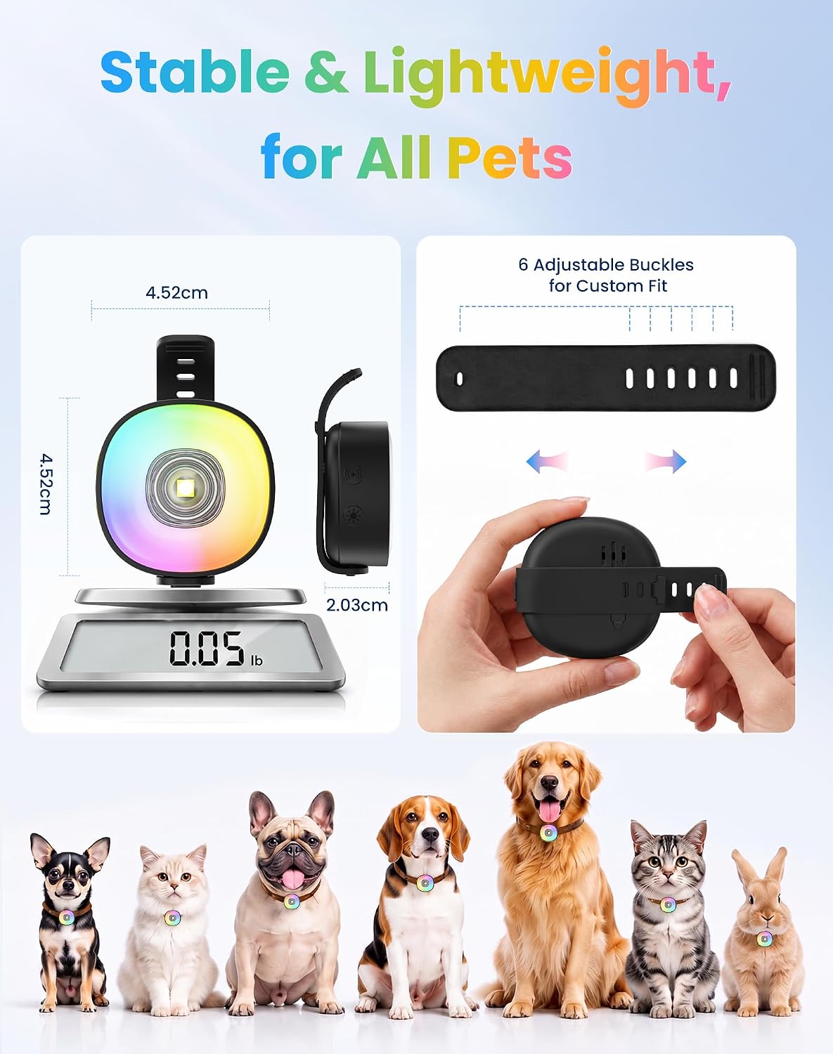 Zellar 2-in-1 Dog Tracker GPS with LED Light, Pet GPS for Pets,Rechargeable