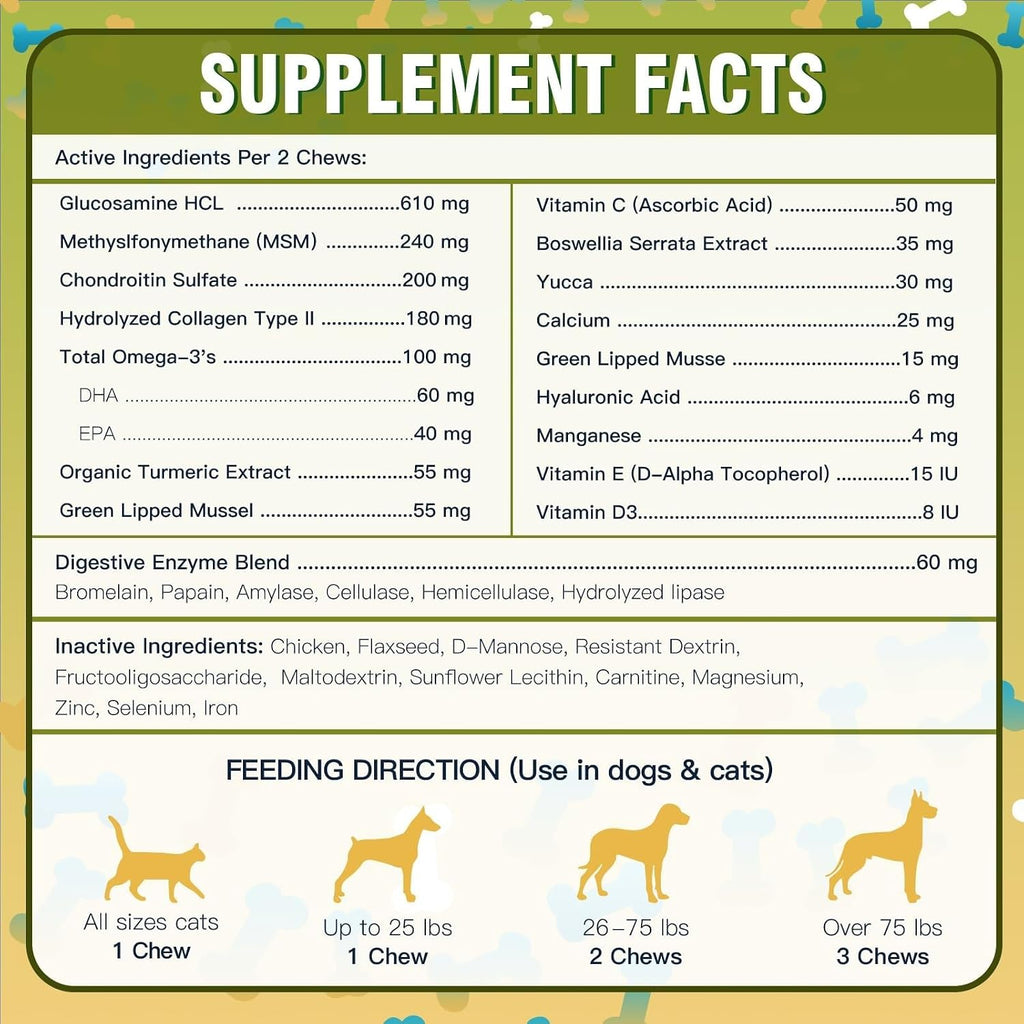 Dr. Foster Glucosamine Chondroitin for Dogs & Cats, Chicken, 120 Chews