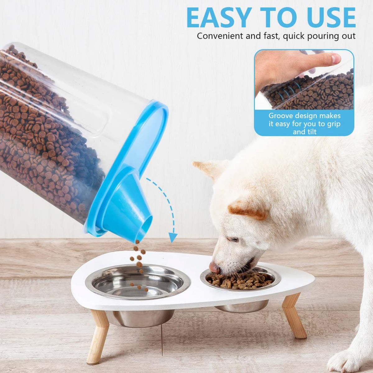 SenseYo 3 Pack 2lb 2.5L Pet Food Storage Container with Measuring Cup BPA Free for Small Dog, Cat, Bird (Blue Pink Green)