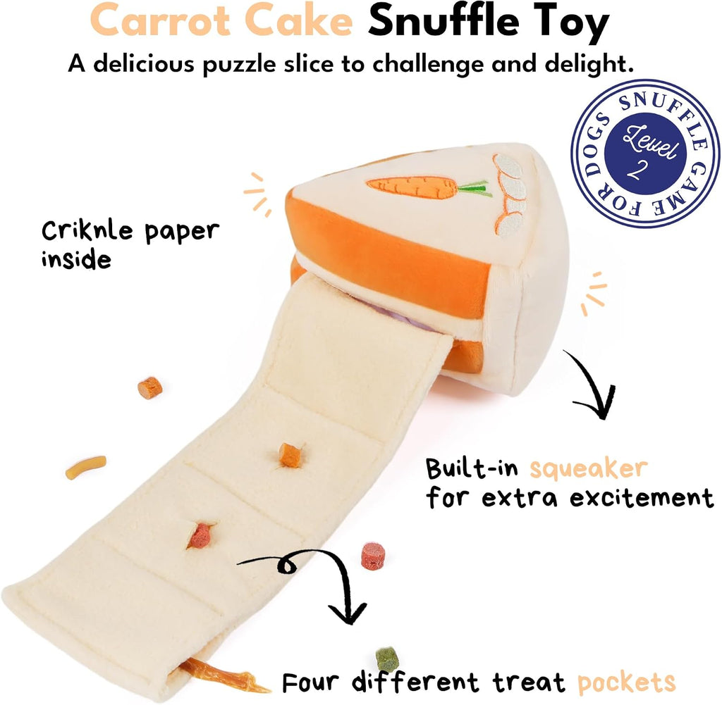CHEWFFON Dog Interactive Toy, Puzzle Snuffle Carrot Cake for Enrichment