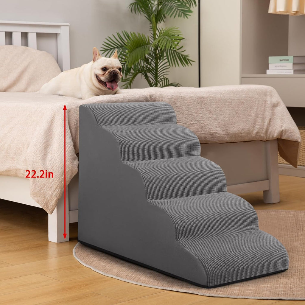 Aodisman Dog Stairs for High Bed,5-Step Pet Ramp for Small Dogs and Cats