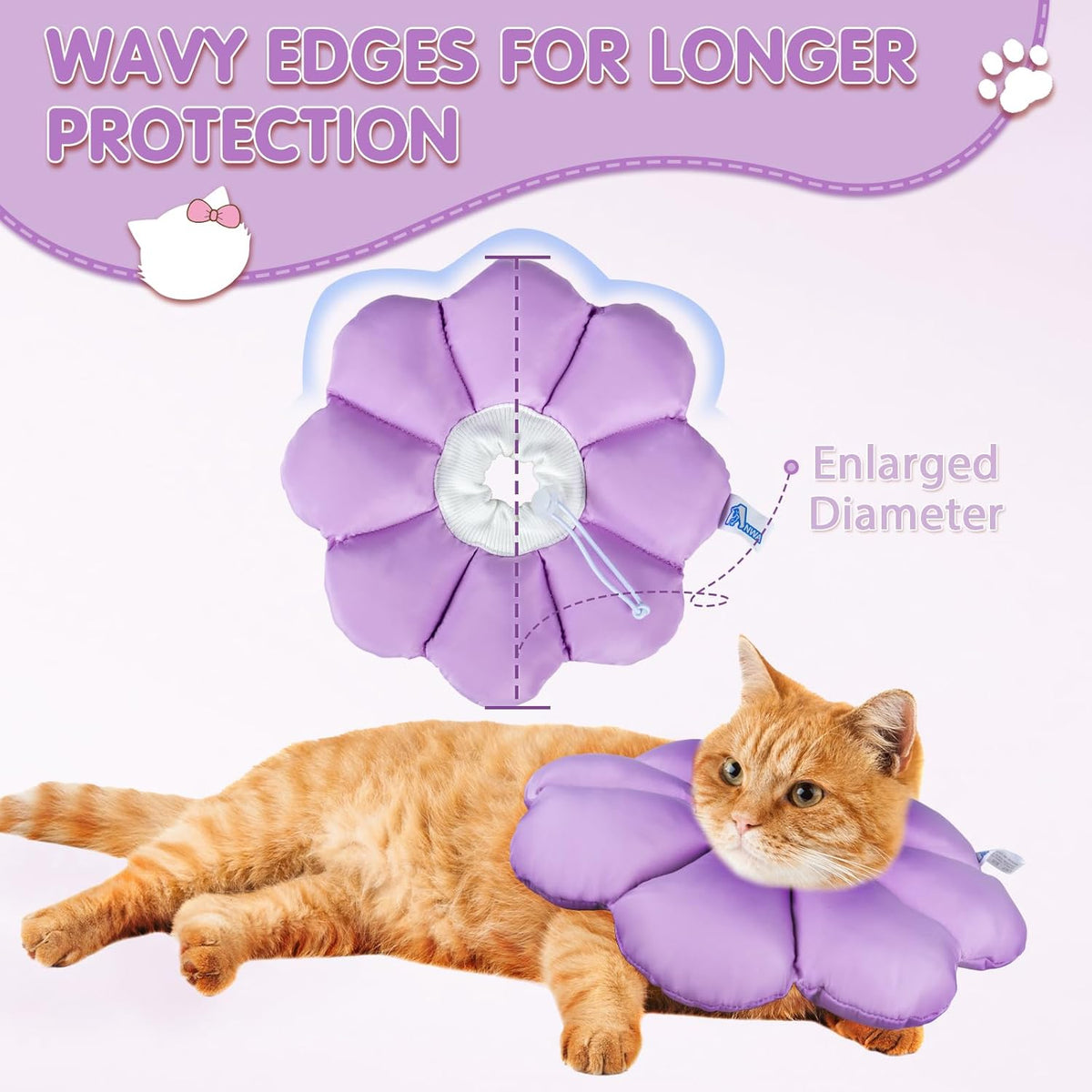 ANWA Waterproof Cat Cone Collar Soft, Cat Donut Collar After Surgery