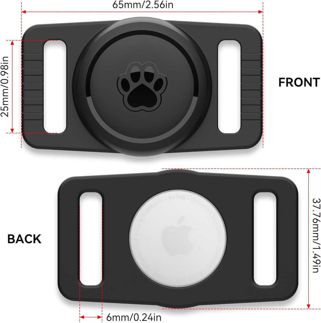 GOCII for Airtag Dog Collar Holder 2 Pack,Waterproof Dog Collar Holder for Apple AirTag(Gen 1 & 2),Silicone Air Tags Case for Dog Collars(Black)