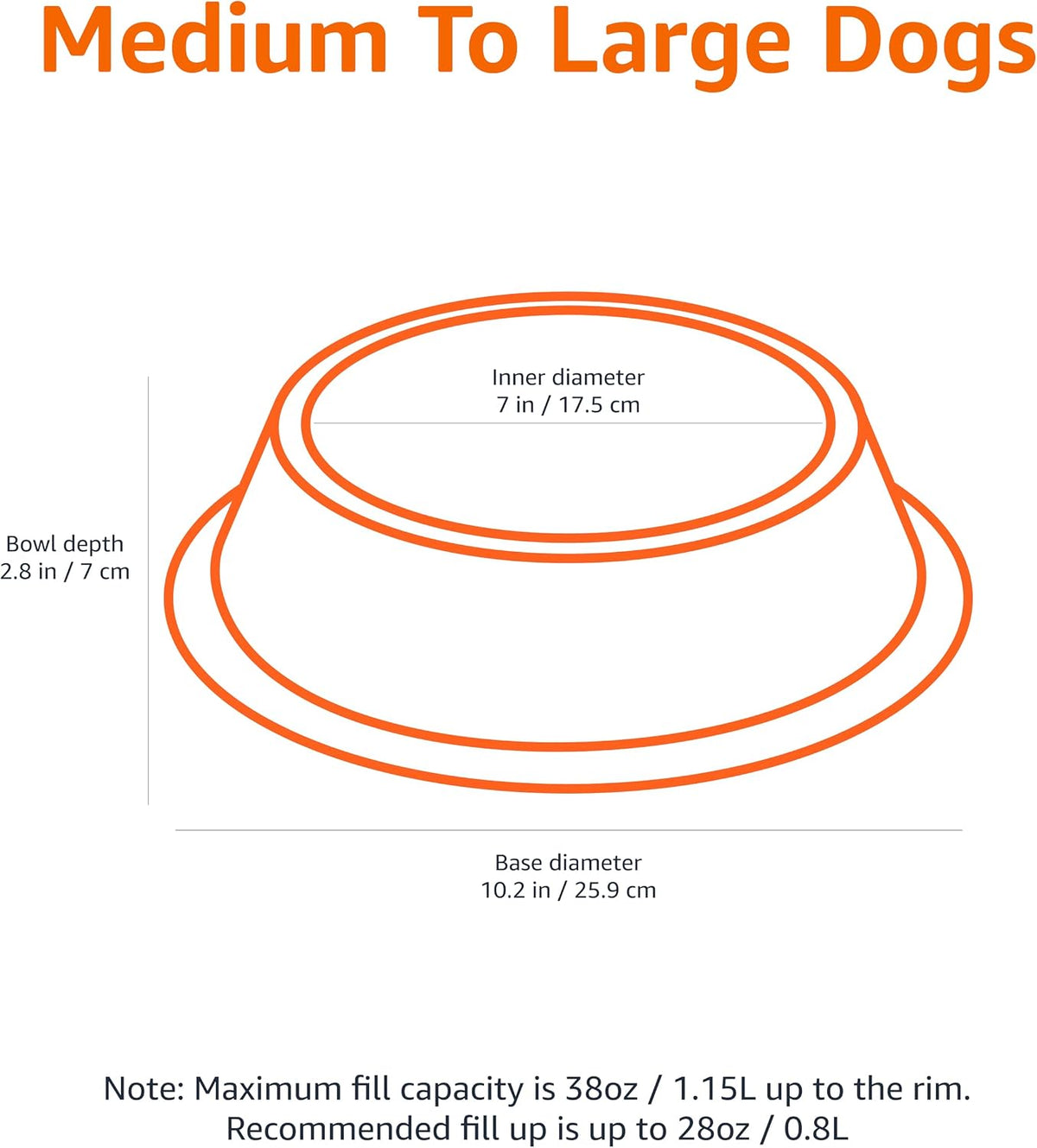 Amazon Basics Stainless Steel Non-Skid Dog Bowl, Dishwasher Safe, Rust Resistant, Single 