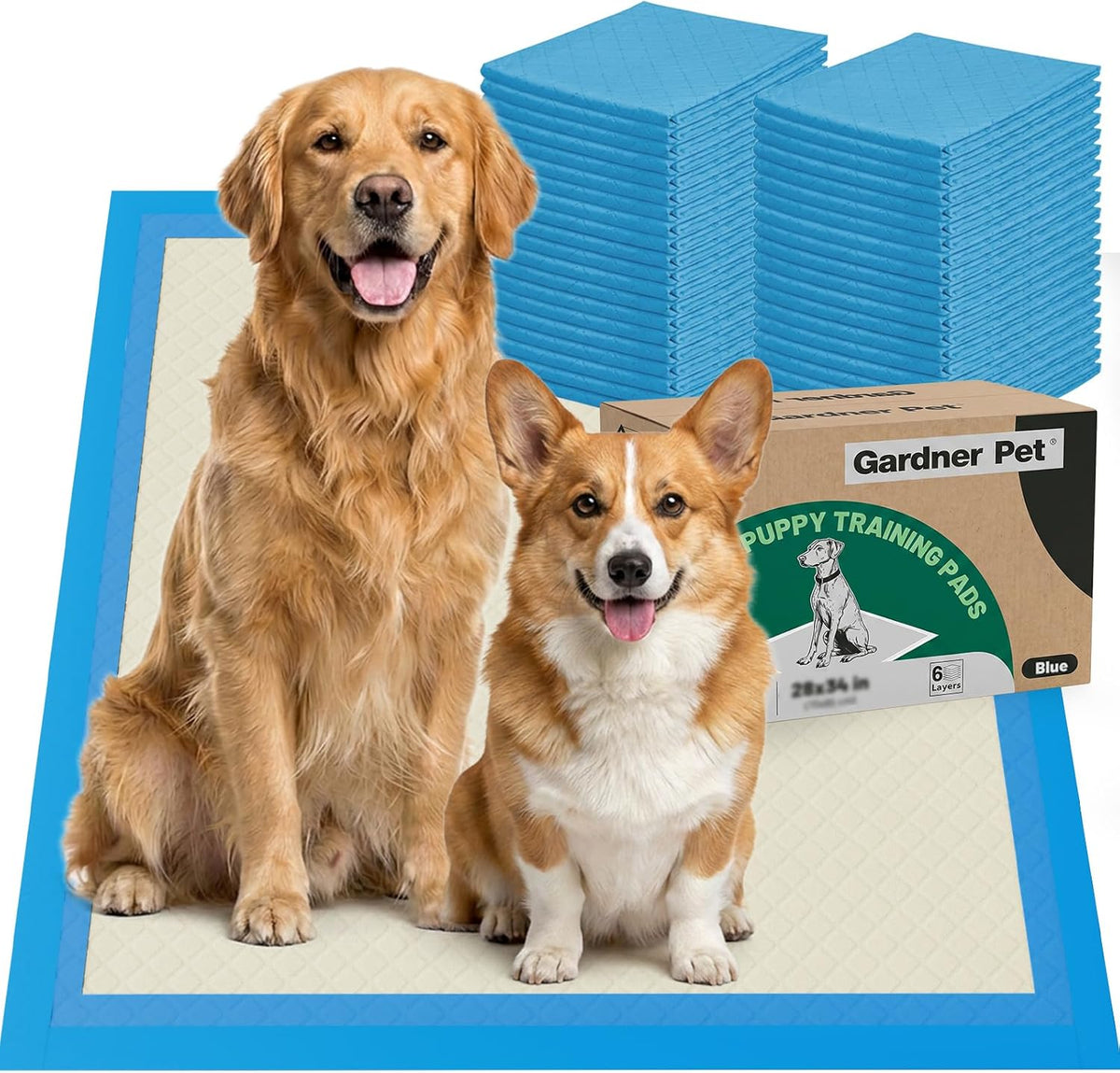 Gardner Pet Ultra Absorbent Thicker Dog Pee Pads Extra Large XL 27.6"x33.5" Leak-Proof Odor-Control Blue Puppy Training Pads Full Edge-Wrapping Pad for Dogs, Puppies, Doggie, Cats, Rabbits - 18 Ct