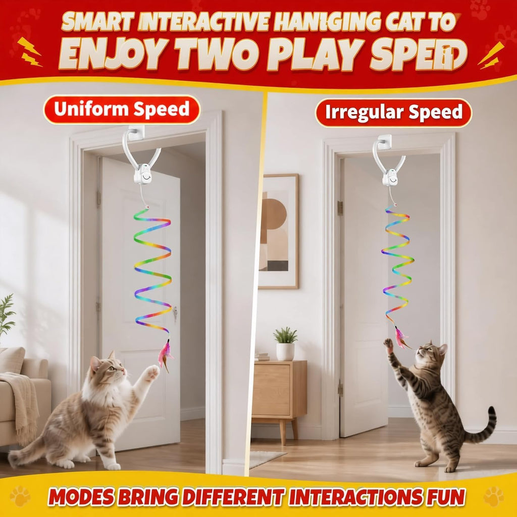 Interactive Automatic Cat Toy, 360° Rotating Feather Wand