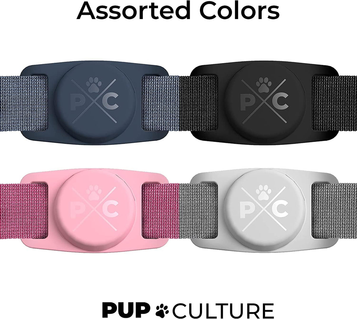 Pup Culture AirTag Collar (2 Pack) | Durable Dog AirTag Holder - Track Your Pet Using Apple AirTag Technology