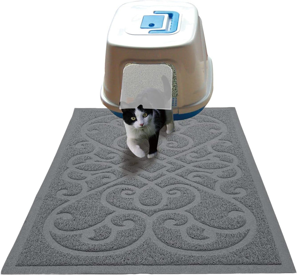 PetLike Cat Litter Box Mat, Thick Kitty Litter Trapping Mat, Durable,Waterproof &Washable with Non-Slip Backing, Soft on Kitty Paws and Easy to Clean, BPA Free 35x24,Light Grey