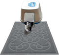 PetLike Cat Litter Box Mat, Thick Kitty Litter Trapping Mat, Durable,Waterproof &Washable with Non-Slip Backing, Soft on Kitty Paws and Easy to Clean, BPA Free 35x24,Light Grey