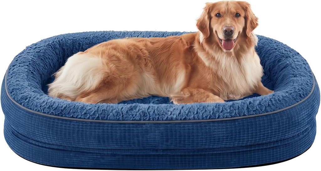 JOEJOY XL Orthopedic Dog Bed for Large Dogs, 360° Oval Bolster, 45"
